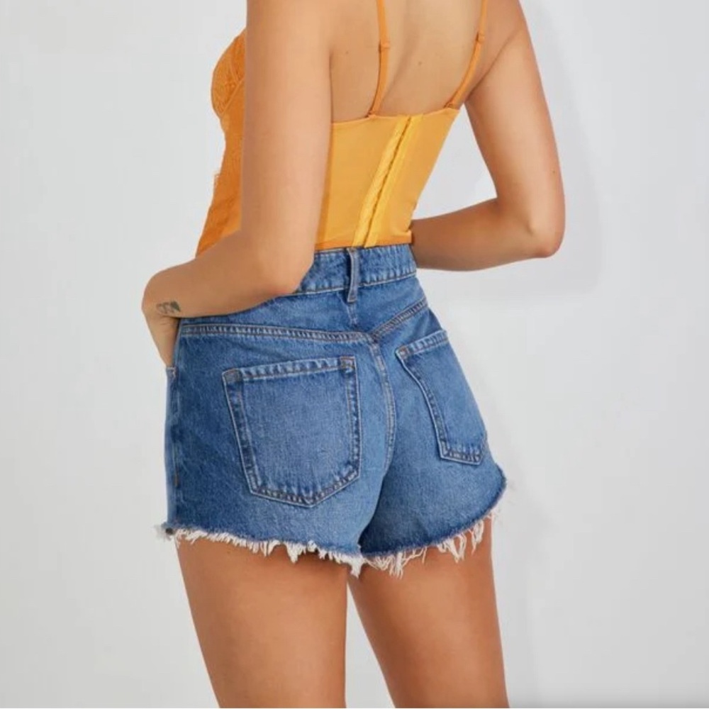 Garage Denim Jean shorts.Size 5, 27. Distressed vintage blue. Like new